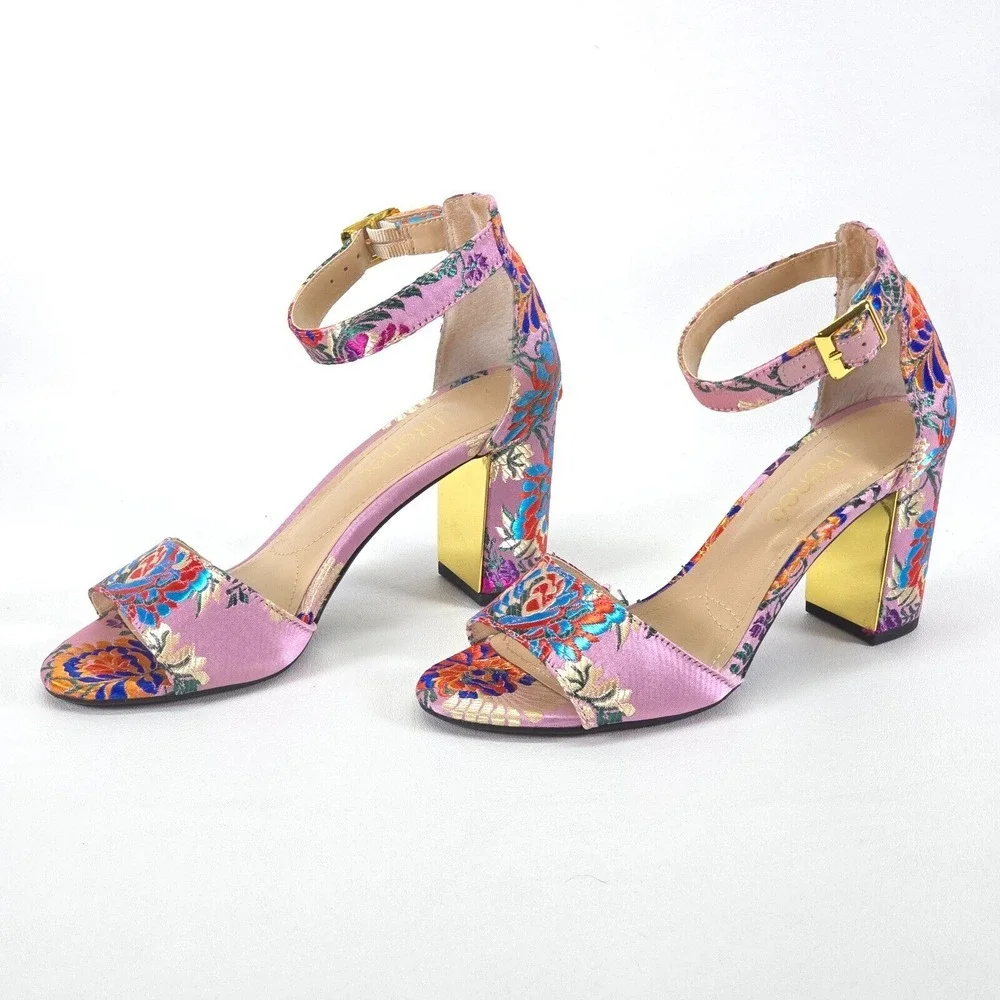 J Renee Flaviana High Heel Pumps Women 6M Floral Peep Toe Strappy Office Siren‎